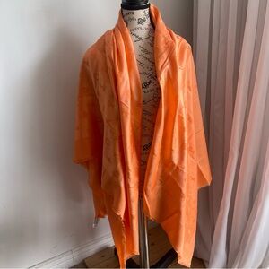 Dior Orange Silk Wrap Stole Shawl